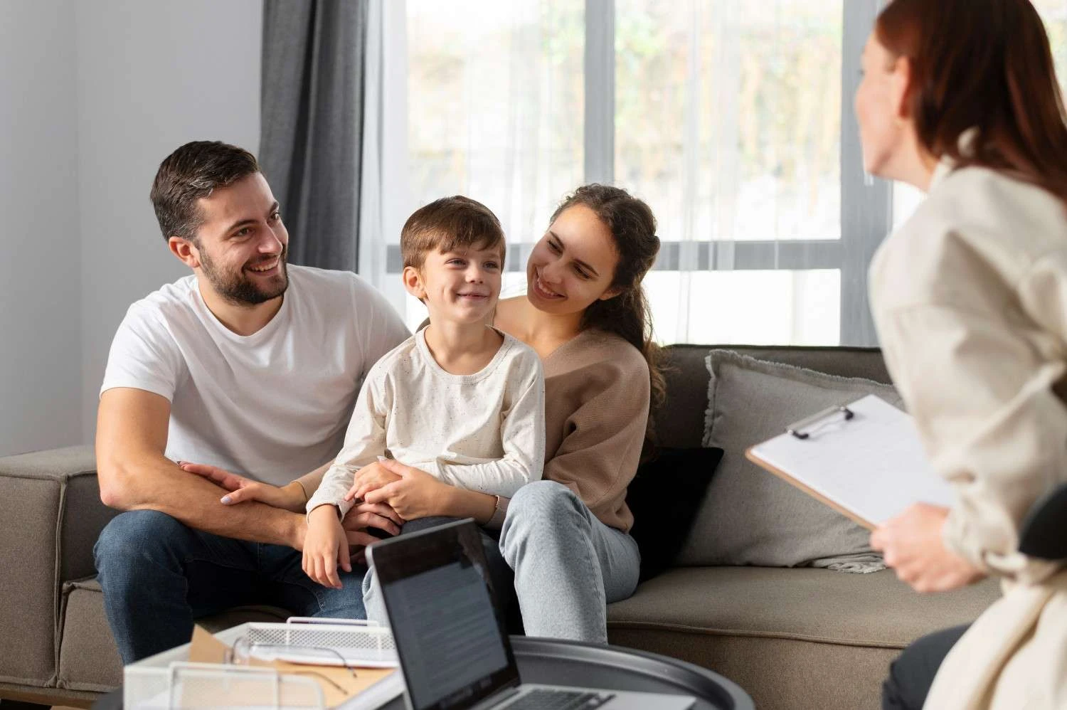 Happy family group together